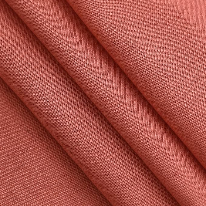 Coral Linen Curtains 90 Inch Length 2 Panel Set Back Tab Rod Pocket Semi Sheer - Image 5