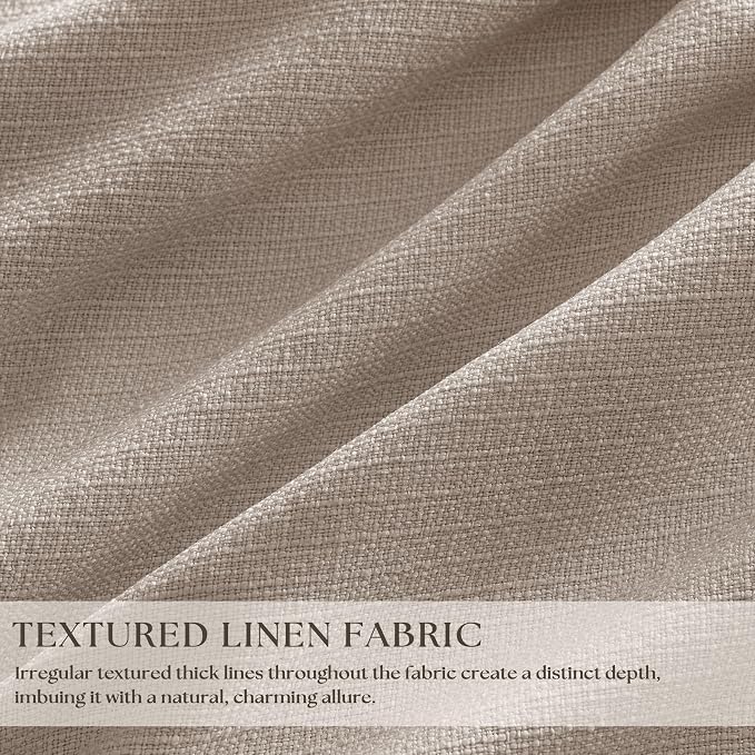 Burlywood Greige Pinch Pleated 100% Blackout Linen Curtains 86 Inch Length | - Image 3