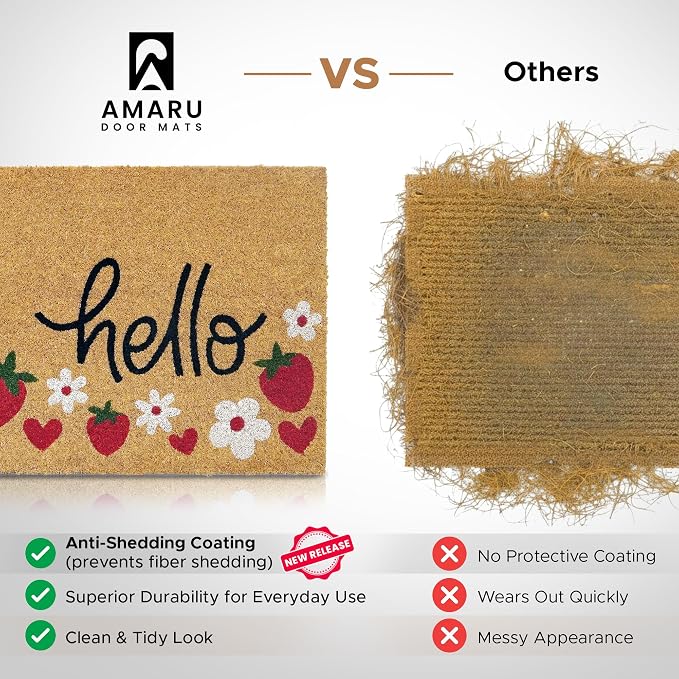 Coir Welcome Mat, Strawberries, 17 x 29 in | 100% Natural Coir, Anti-Shedding - Image 3
