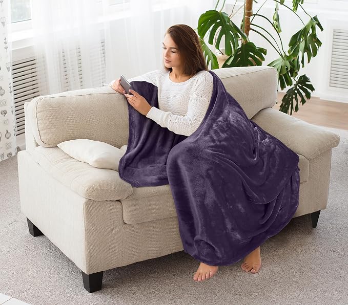 Utopia Bedding Ultra Soft Fleece Bed Blanket Throw Size Purple | Microfiber - Image 9