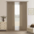 Pinch Pleated Memory Trained Linen Semi Sheer Brown Latte Curtains 50Wx90L | by Twodrapes