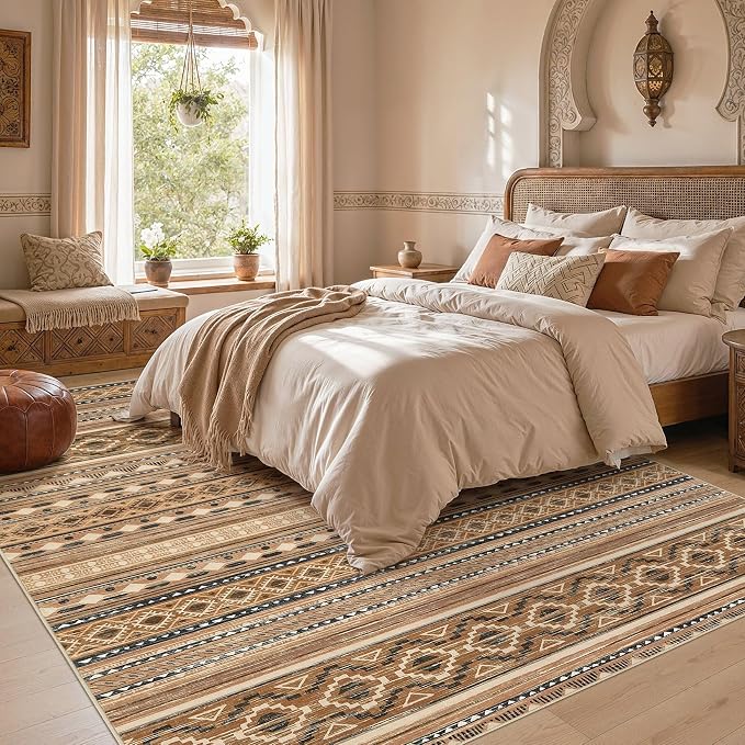 cotiled Boho 5x8 Area Rugs for Living Room: Soft Moroccan Washable Rug | Solve - Image 6