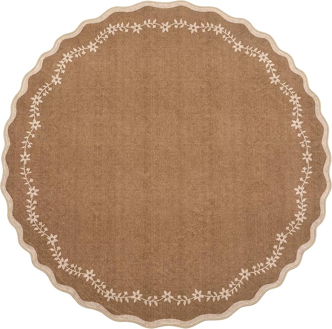 GarveeHome Round Rugs 6ft Scalloped Washable Circle Rug - Image 4