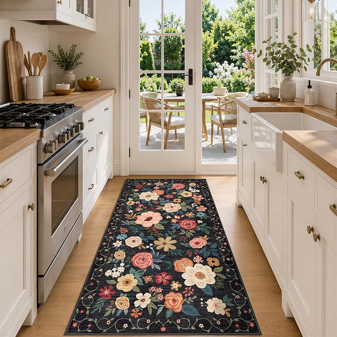 DUKINO 3x6 Runner Rug, Non Slip Floral Washable Rug - Image 4