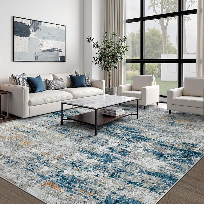 pmtsns Area Rugs 9x12 for Living Room: Washable Rug Modern Abstract Neutral - Image 2