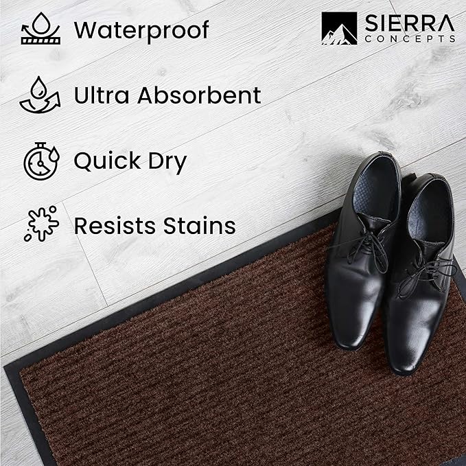 Front Door Mat, Indoor Outdoor Welcome Entryway Doormat, 36x24 Dark Brown | - Image 5