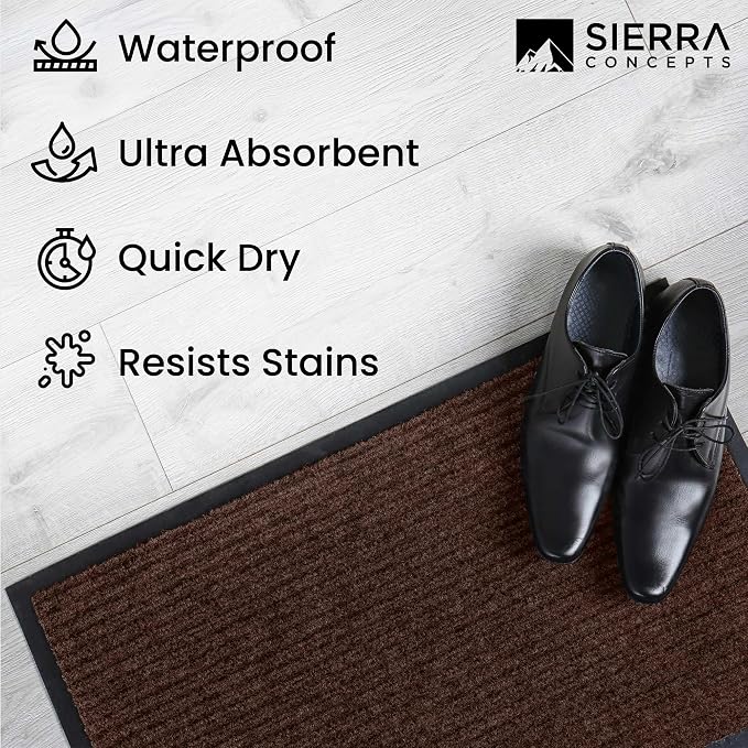 Front Door Mat, Indoor Outdoor Welcome Entryway Doormat, 30x17 Dark Brown | - Image 6