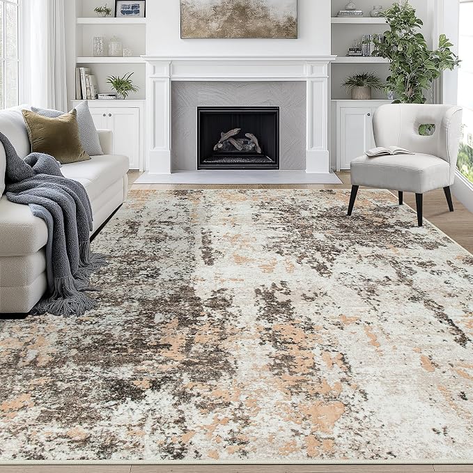 9x12 Area Rugs for Living Room Washable Bedroom Dining Room Brown Beige | by Aelenmu