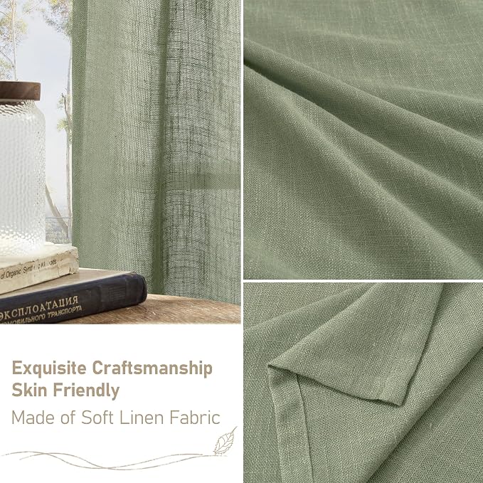 Sheer Linen Curtains 96 inches Long 2 Panels Set - Image 6