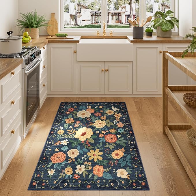 DUKINO 3x4 Area Rug, Floral Washable Rug - Image 3