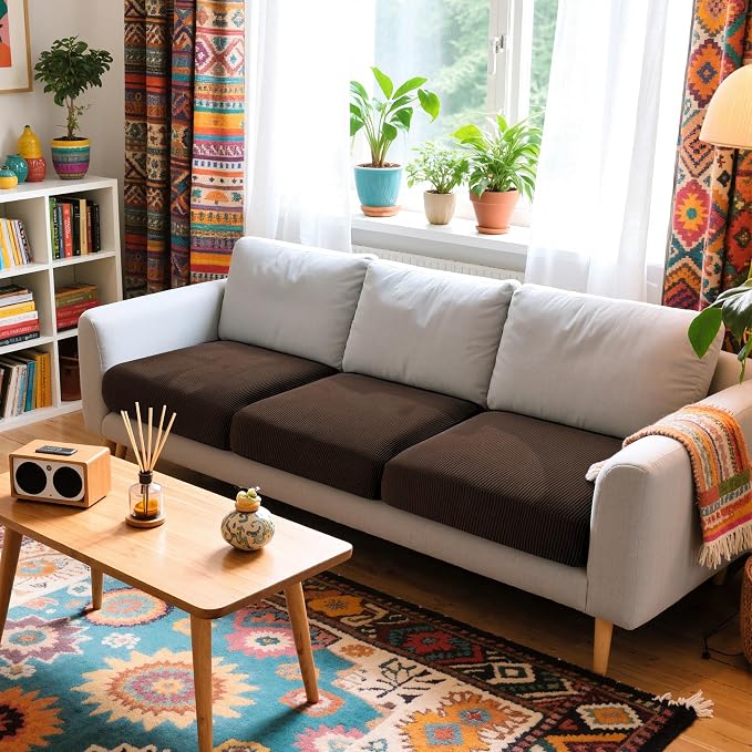 Hokway Stretch Couch Cushion Covers, 3 Piece Individual Sofa Cushion - Image 2