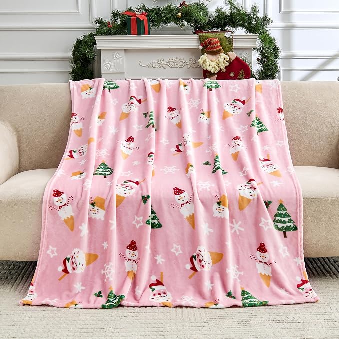 Edenleaf Christmas Blanket Soft Cozy Pink Throws - Image 2