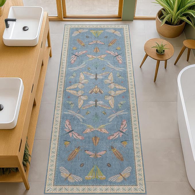 2x7 Washable Bedroom Runner Rug, Laundry Room & Hallway, Rubber Backed Insect - Image 6