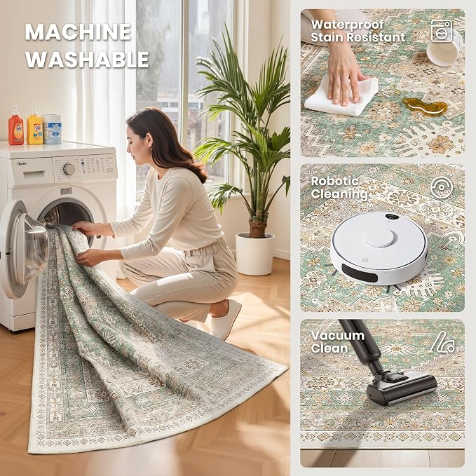 10x14 Area Rugs for Living Room, Large Washable Rug, Dining Room, Low Pile - Image 5
