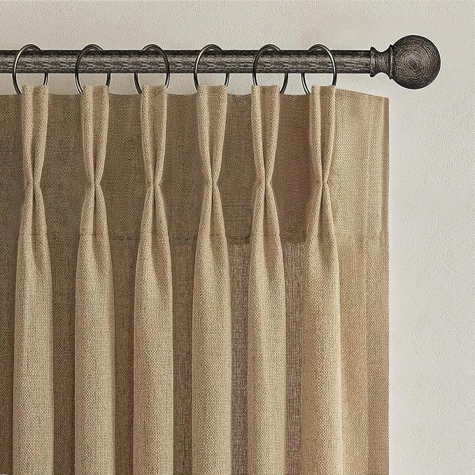 Pinch Pleated Rust Brown Semi Sheer Bedroom Curtains 96 Inches Long 2 Panels Set - Image 7