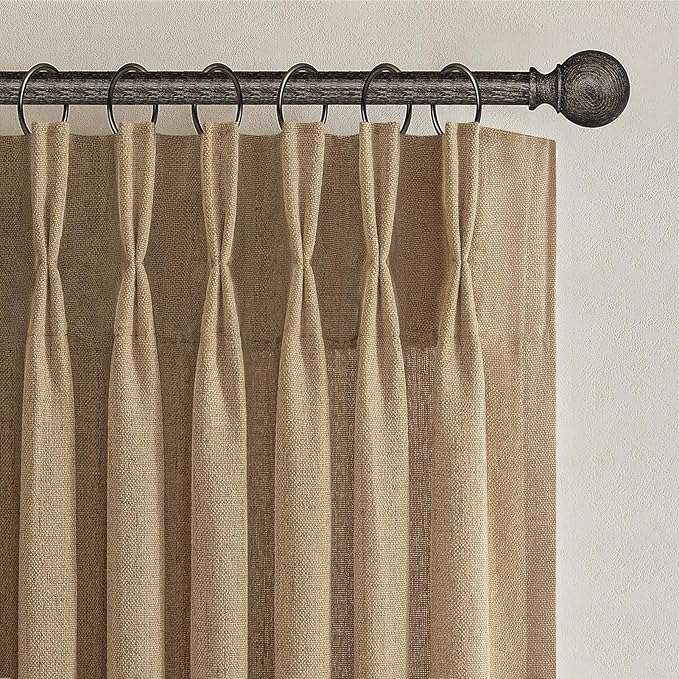 Rust Brown Pinch Pleated Thick Linen Curtains 90 Inches Long - Image 7
