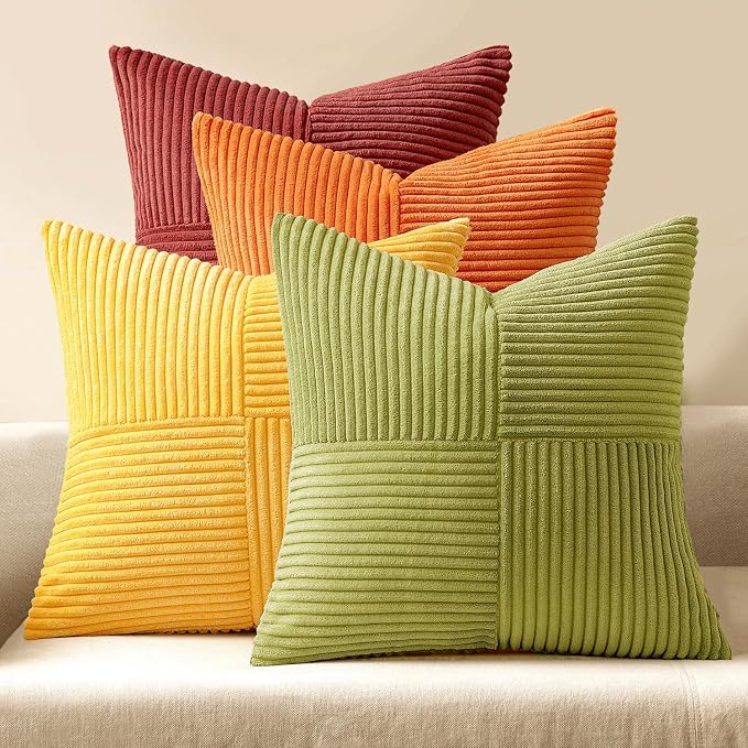 MIULEE Fall Burnt Orange Decorative Throw Pillow Covers 18x18 Inch Set of 4 by MIULEE