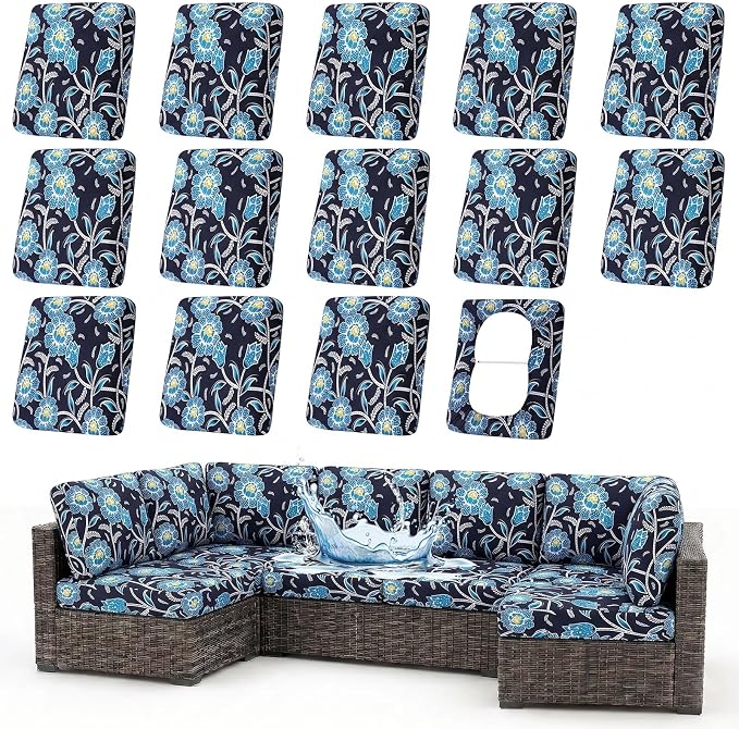 Waterproof Outdoor Cushion Covers, Stretch Patio Slipcovers | UV Resistant by hyha