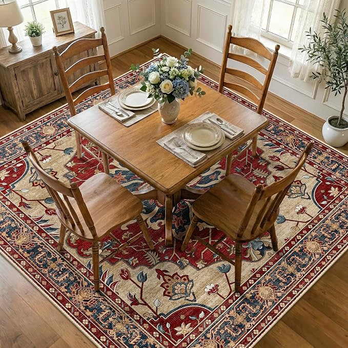 RELEANY Washable Area Rug, Square 7'x7', Water Repellent, Pet Friendly by RELEANY