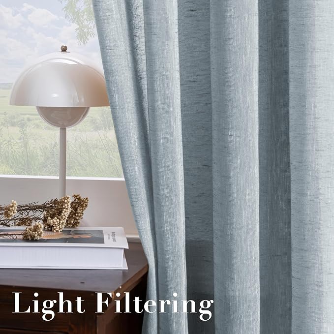 H.VERSAILTEX Natural Linen Semi Sheer Curtains Soft Semi Sheer Curtain Panels - Image 5