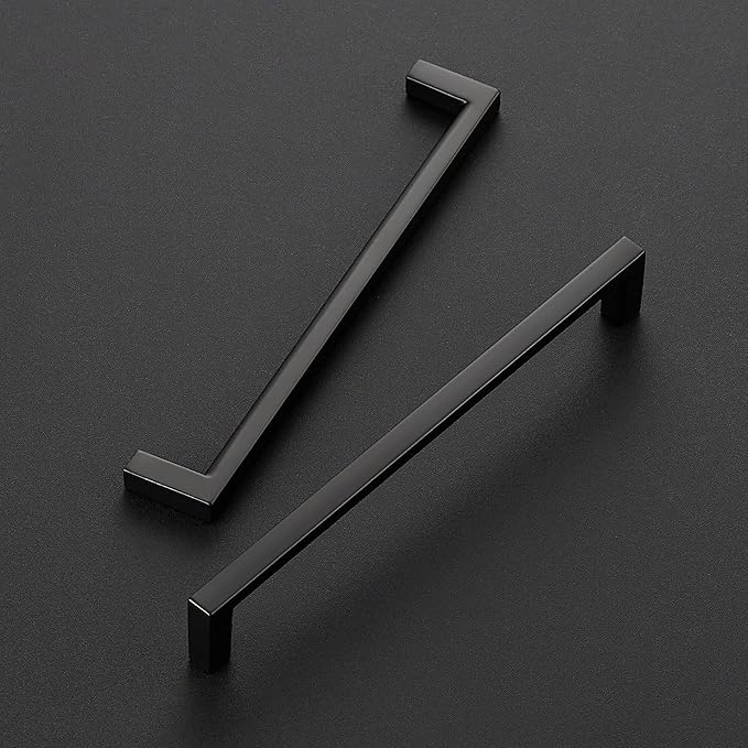 Ravinte 5 Pack Matte Black Cabinet Pulls, 6-1/4 Inch (160mm) Hole Center Slim Kitchen Handles, Square Drawer Pulls for Cabinets & Cupboards, Hardware
