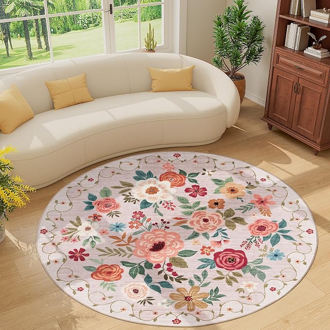 DUKINO 6ft Round Rug, Soft Washable Circle Rug - Image 9