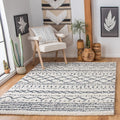 SAFAVIEH Arizona Shag Collection Area Rug - 6'7" Square, Ivory & Slate, Moroccan Design, Non-Shedding & Easy Care, 1.6-inch Thick Ideal for High Traffic Areas in Living Room, Bedroom (ASG741M)