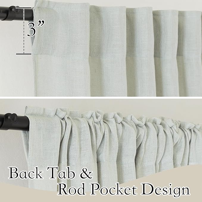 RYB HOME Linen Semi Sheer Kitchen Curtains Over Sink 36 inches Length | Light - Image 3