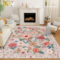 DUKINO 5x7 Area Rugs, Floral Washable Rug by DUKINO