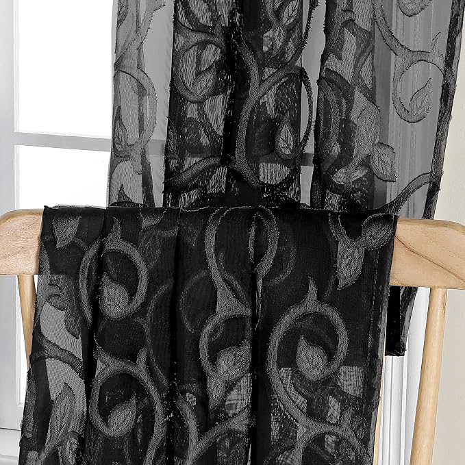 Furman Sheer White Curtains, 45 Inch Length 2 Panels Set, Airy Jacquard Clip - Image 6