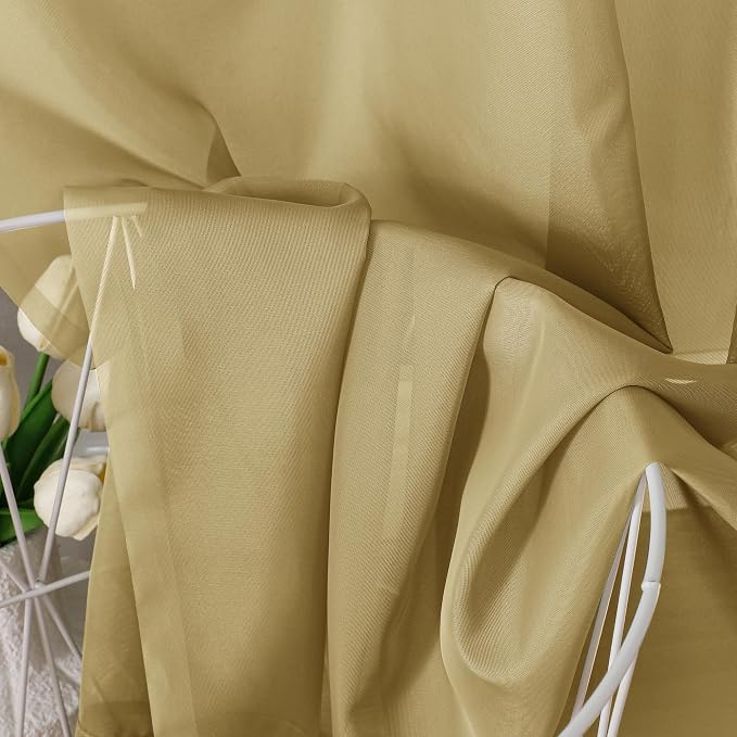 Gold Sheer Curtains 63 Inches Long 2 Panels - Image 3