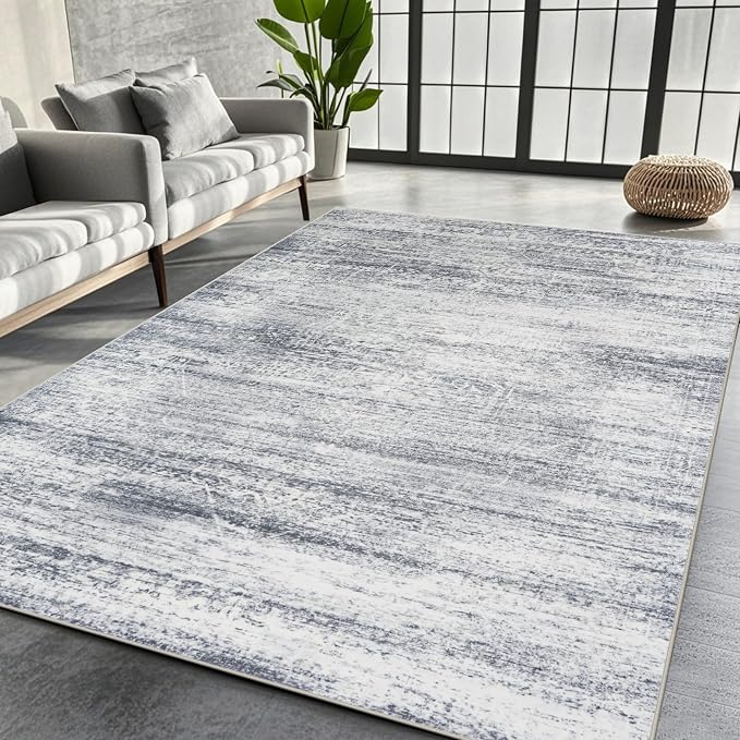 5x7 Washable Area Rugs for Living Room, Dining Room | Minimal, Ultra Soft Faux by Srugn