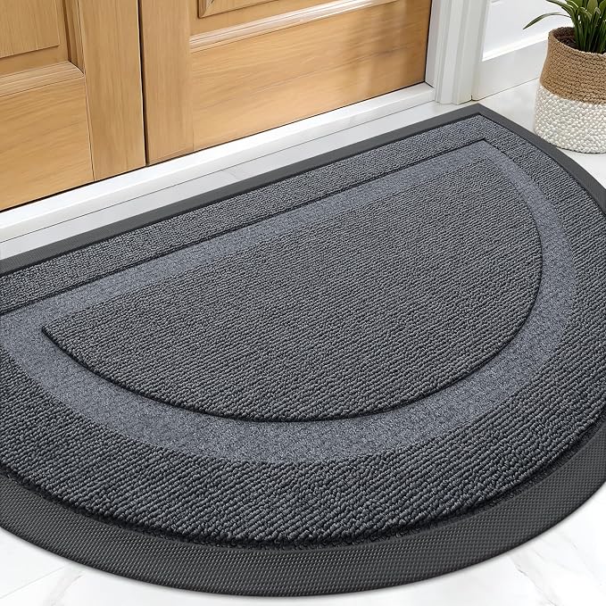 OLANLY Half Circle Front Door Mat Outside 29.5x17 All-Season Rubber Doormat | by OLANLY