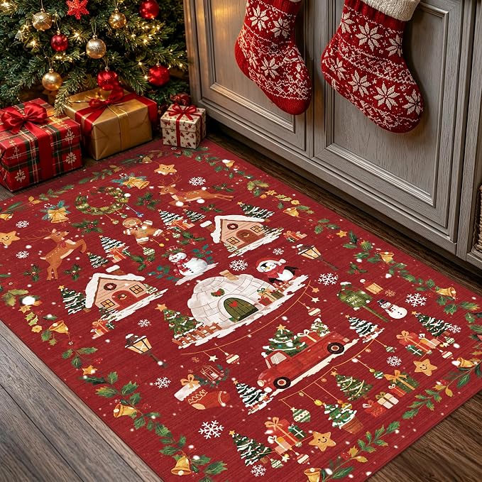 2x3 Christmas Cute Area Rug : Non-Slip Washable Winter Holiday Indoor Doormat - Image 5
