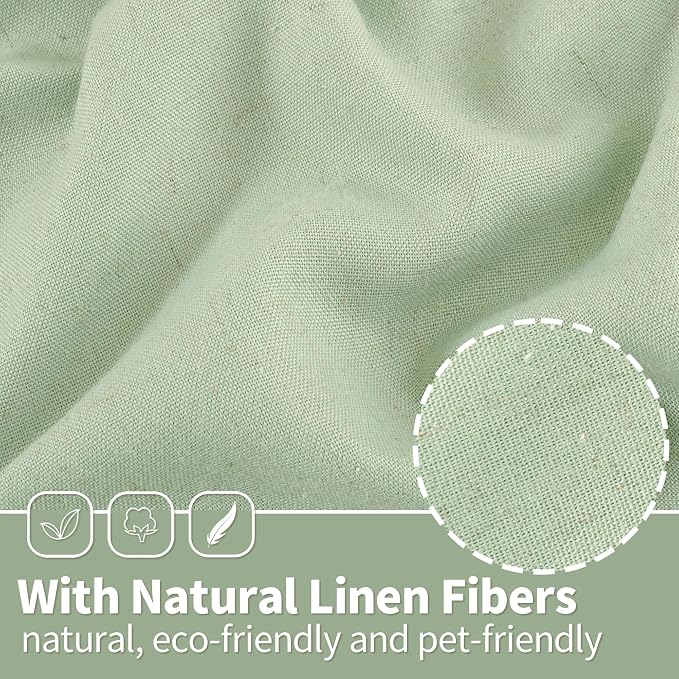YoungsTex 80 Inch Length Sage Linen Curtains - Image 4