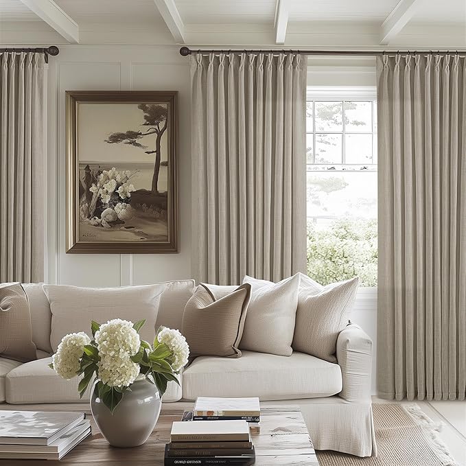 Burlywood Birch Linen Sheer Pleated Curtains 120 Inches Long 70 Inch Wide | - Image 7