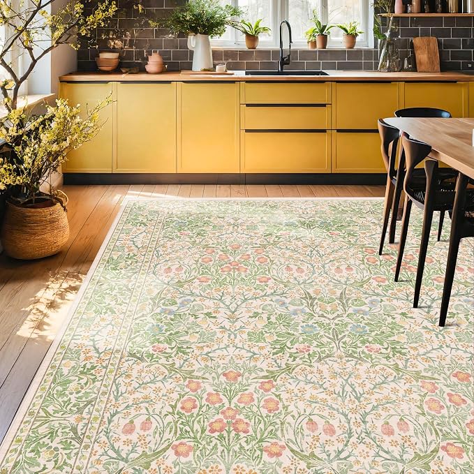 Cream Green Washable 8x10 Area Rugs - Image 7