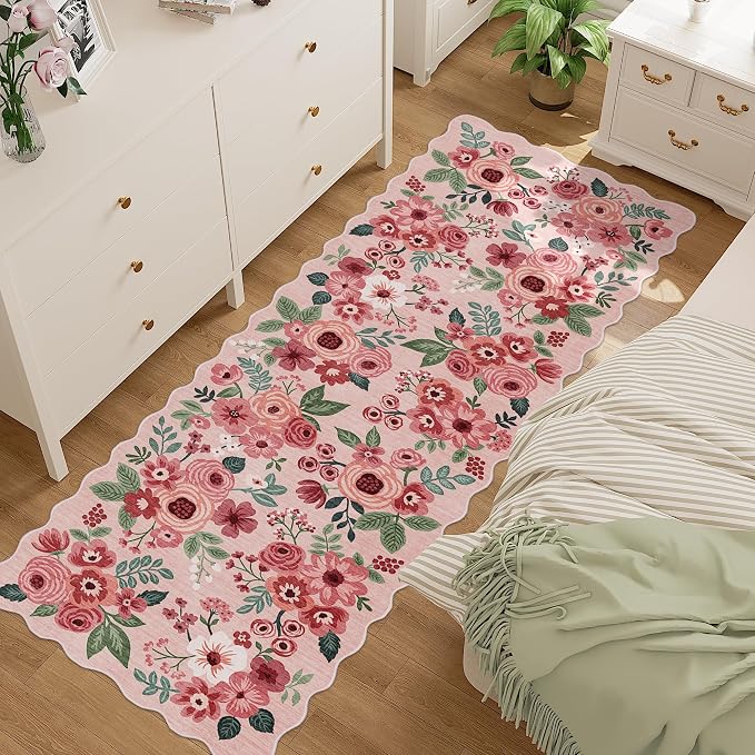 DUKINO 2x6 Runner Rug, Floral Washable Rug by DUKINO