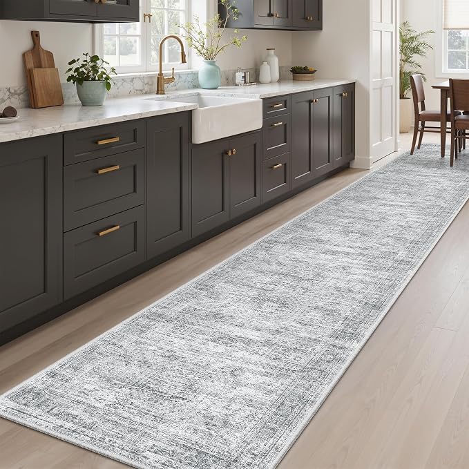 Soalmost Runner Rug 2x10 Washable Non-Slip Hallway Kitchen Runners Grey | Stain by Soalmost