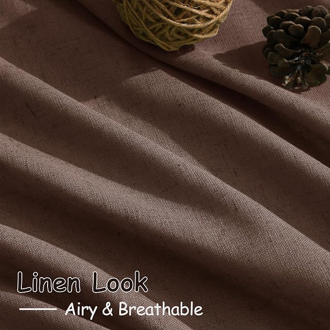 Mocha Mousse Curtains 96 Inch Long 2 Panel Set Back Tab Rod Pocket Linen - Image 5