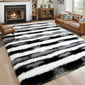 5x7 Black and White Fluffy Soft Area Rug Non-Slip by ModernHomeDecor