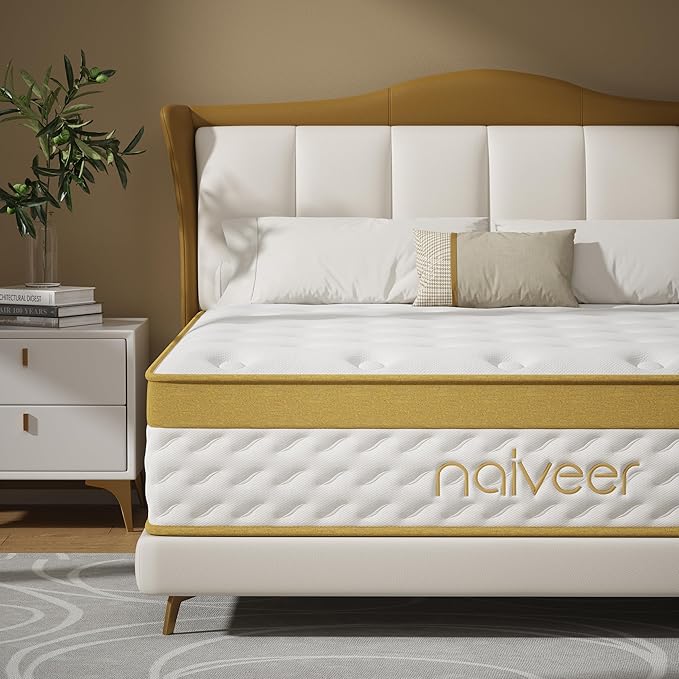 Cooling Gel Memory Foam Hybrid Mattress, 12 Inch Queen Size Mattress in A Box with Pocket Springs for Back Pain & Pressure Relief, Medium Firm Feeling with CertiPUR-US Certified Foam