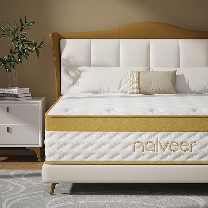 Cooling Gel Memory Foam Hybrid Mattress, 12 Inch King Size Mattress in A Box with Pocket Springs for Back Pain & Pressure Relief, Medium Firm Feeling with CertiPUR-US Certified Foam