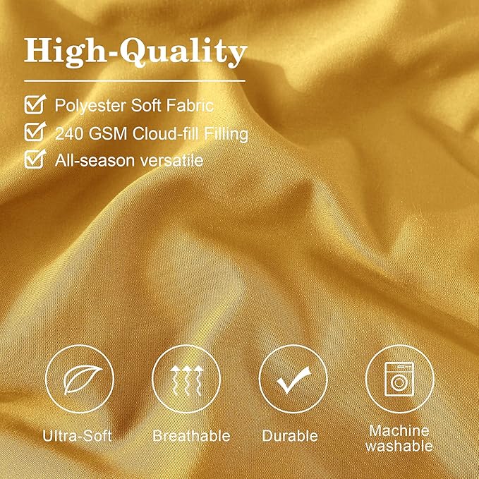 Monbix King Size Comforter Set - 7 Pieces Bed in a Bag King, Bright Yellow Bedding Sets with Comforter, All Seasons Down Alternative Comforter Bed Set with Sheets, Pillowcases & Shams