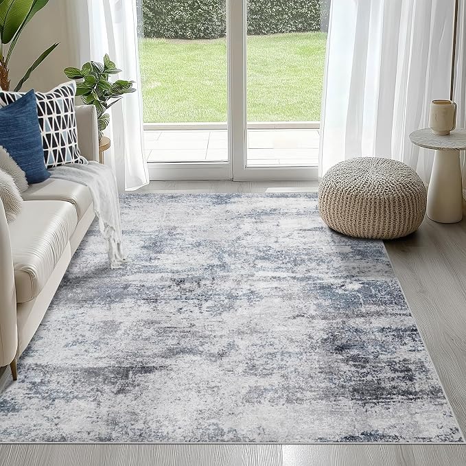 4x6 Area Rugs for Living Room Washable Bedroom Dining Room Blue Grey | Modern by Aelenmu