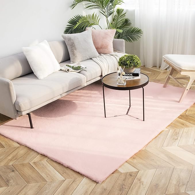 Ashler Faux Fur Rug, Ultra Soft Faux Rabbit Fur, 5 x 7 Feet Rectangle, Machine by AshlerHomeDeco
