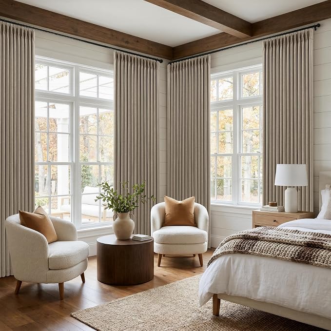 Deep Flax Greige Pinch Pleated 100% Blackout Linen Curtains 90 Inch Length | - Image 6