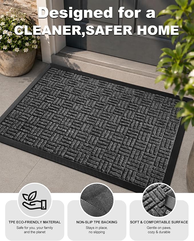 Front Door Mat Outdoor Entrance, 29.5" x 17" Heavy Duty Welcome Mat - Image 2