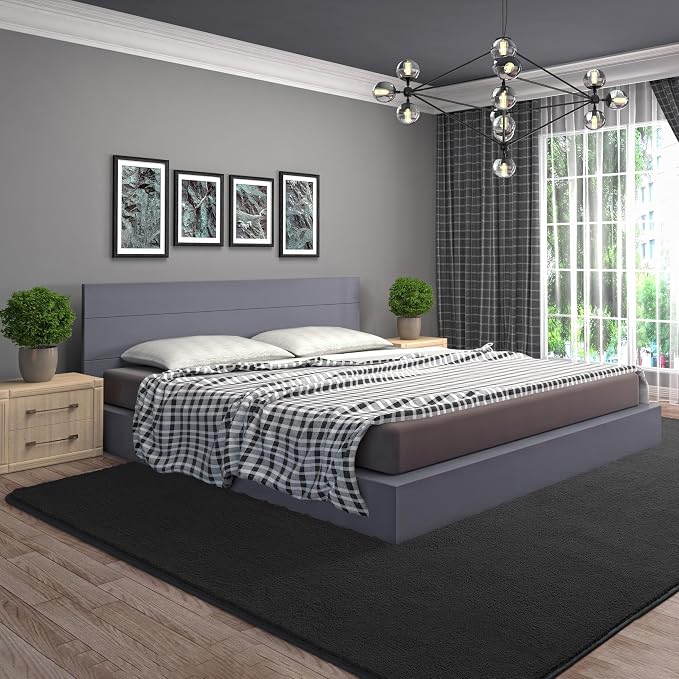 4x6 Area Rugs for Living Room Non Slip Dorm Bedroom Rug, Dark Grey | Modern - Image 8