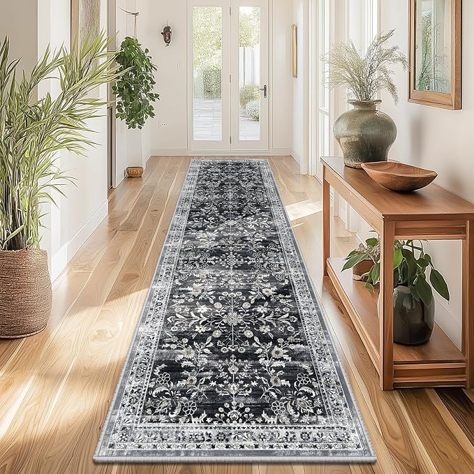 Yamaziot 2x8 Washable Hallway Runner Rug Non Slip Floral Carpet, Stain Resistant by Yamaziot
